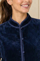 Velvet Quilted Jacket | Navy