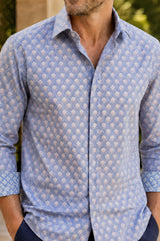 Men's Organic Cotton Shirt | Snowdrop Blue/White