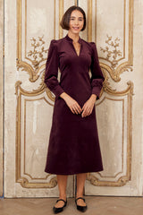 Enid Stretch Corduroy Dress | Burgundy