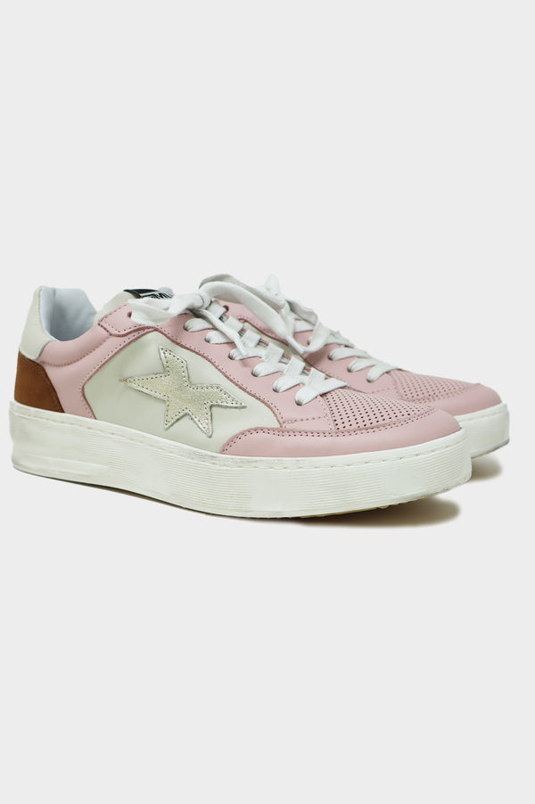 Vintage Effect Star Trainers | Pink/White