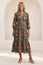 Jyoti Cotton Midi Dress | Khaki/Orange