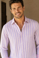 Men's Organic Cotton Shirt | Stripe Lilac/Pink