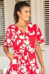 Emily EcoVero™ Dress | Red/Cream