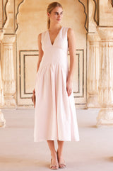 Rhia Linen Blend Dress | Blush