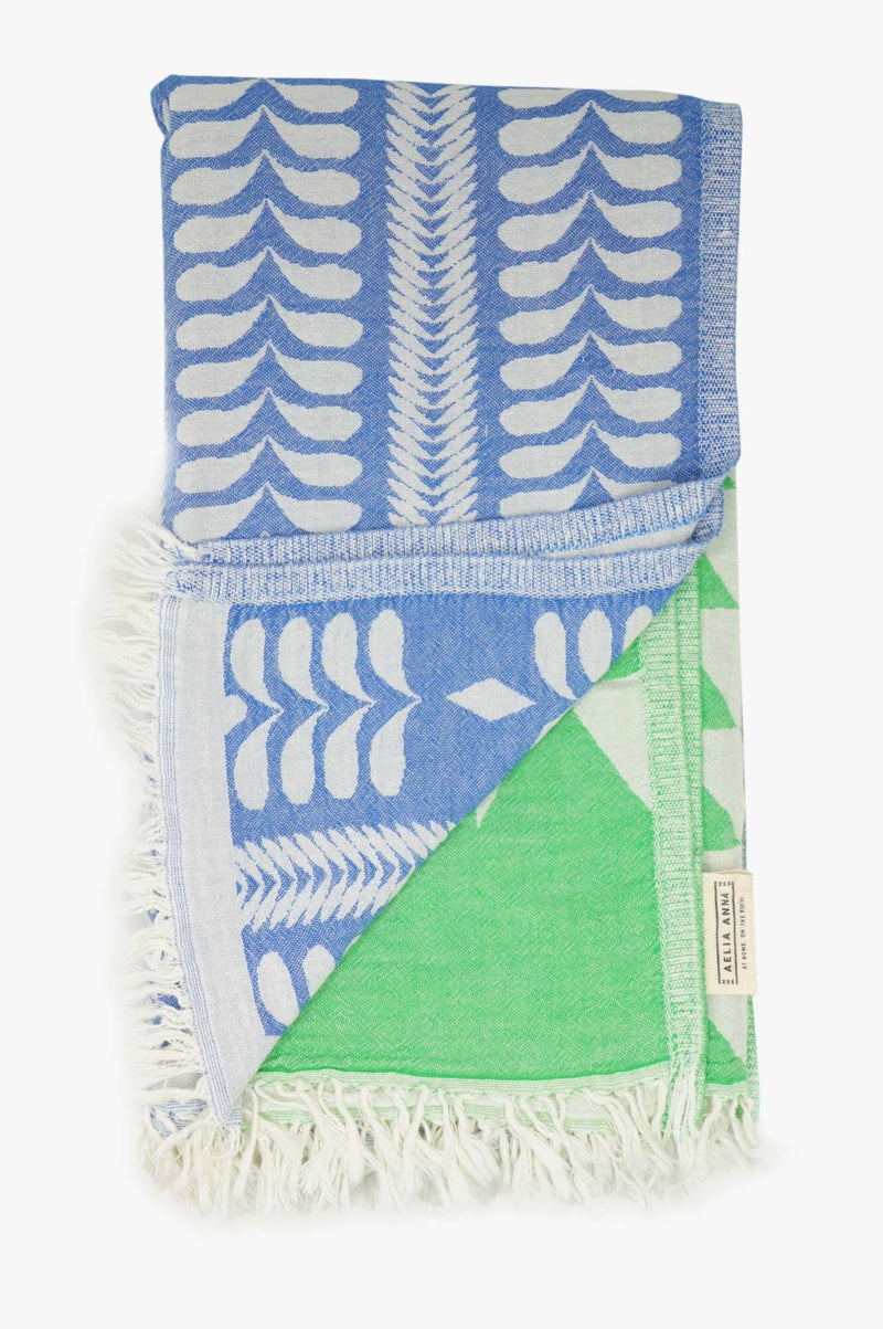 Pestemal Greek Absorbent Towels | Lime/Blue