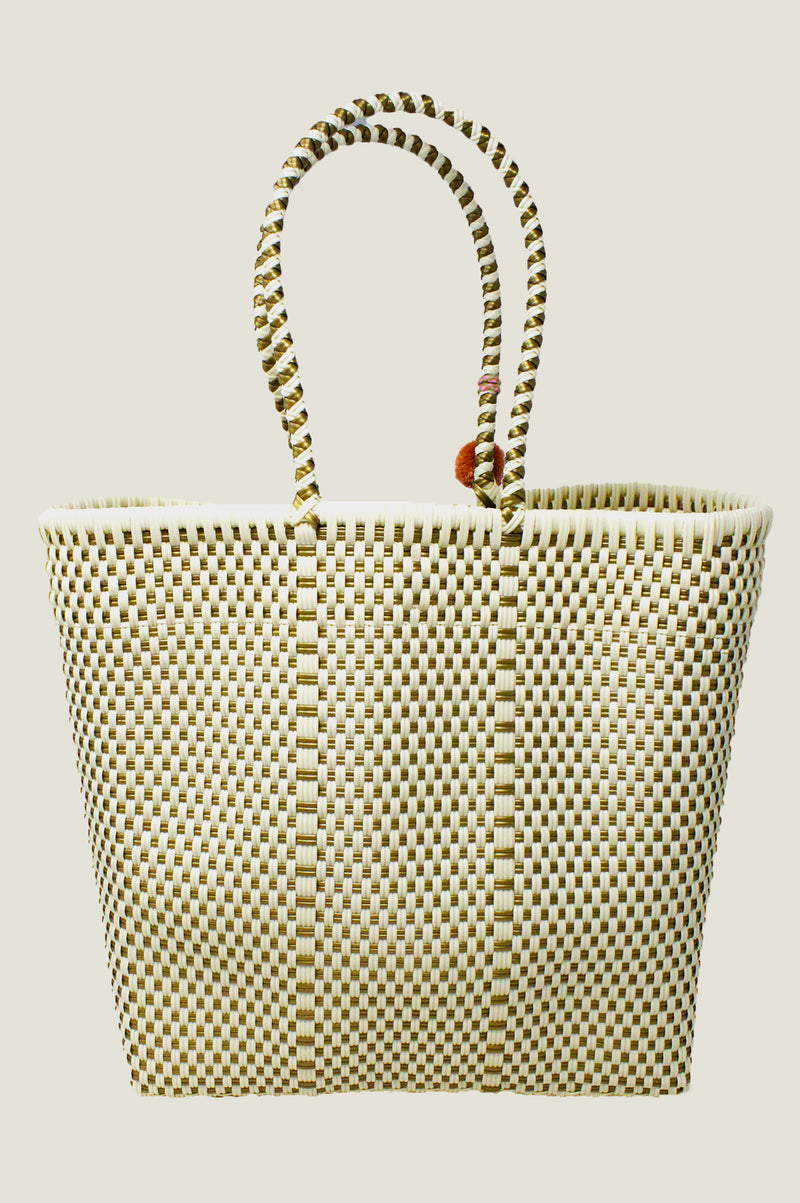 Bombon Medium Tote | Bone/Gold