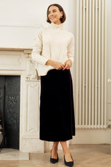 Velvet Midi Skirt | Aubergine