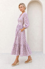 Jyoti Cotton Midi Dress | White/Green/Pink/Sage
