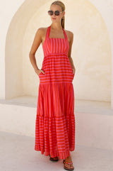Tabitha Organic Cotton Dress | Red/Pink - Aspiga