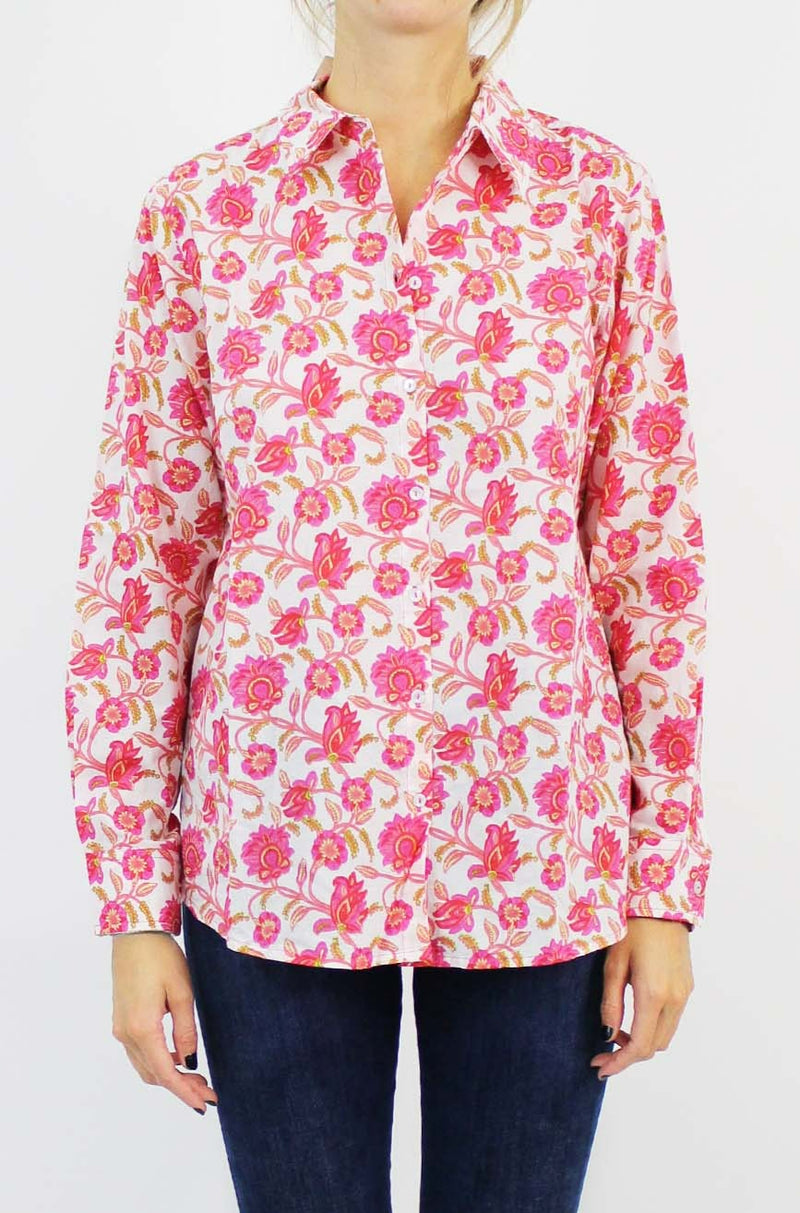 Women's Collared Shirt | Hot Flower Pink