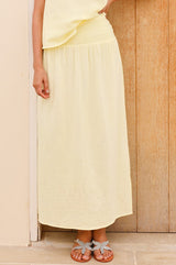 APPROVED * Brady Organic Cotton Cheesecloth Skirt | Soft Yellow - Aspiga