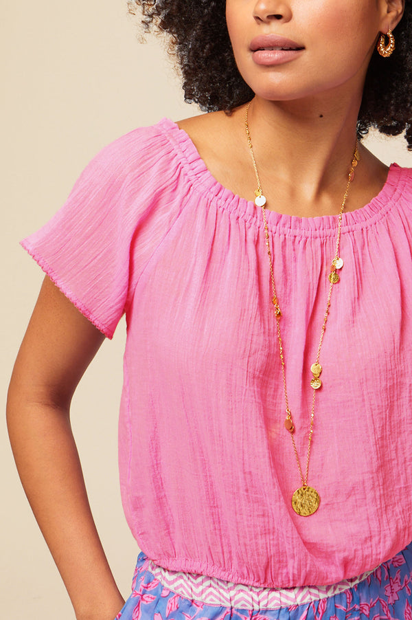 Ilana Frill Organic Cotton Gauze Top | Pink