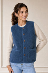 Borg Wool Blend Gilet | Slate Blue