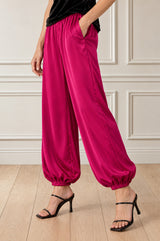 Viscose Satin Balloon Trouser | Fuchsia