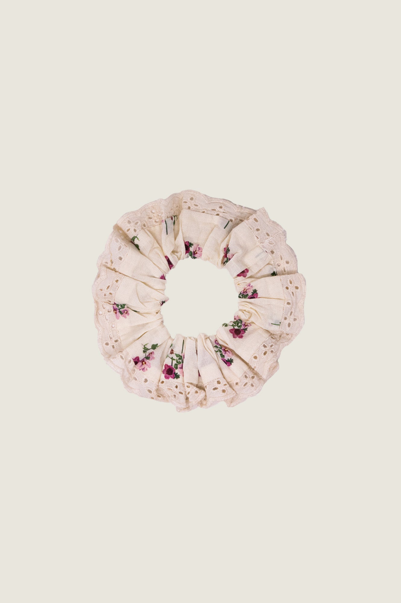 RHS Lace Trim Scrunchie | Cream