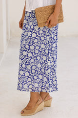 Neve A-line Organic Cotton Skirt | Navy/White - Aspiga