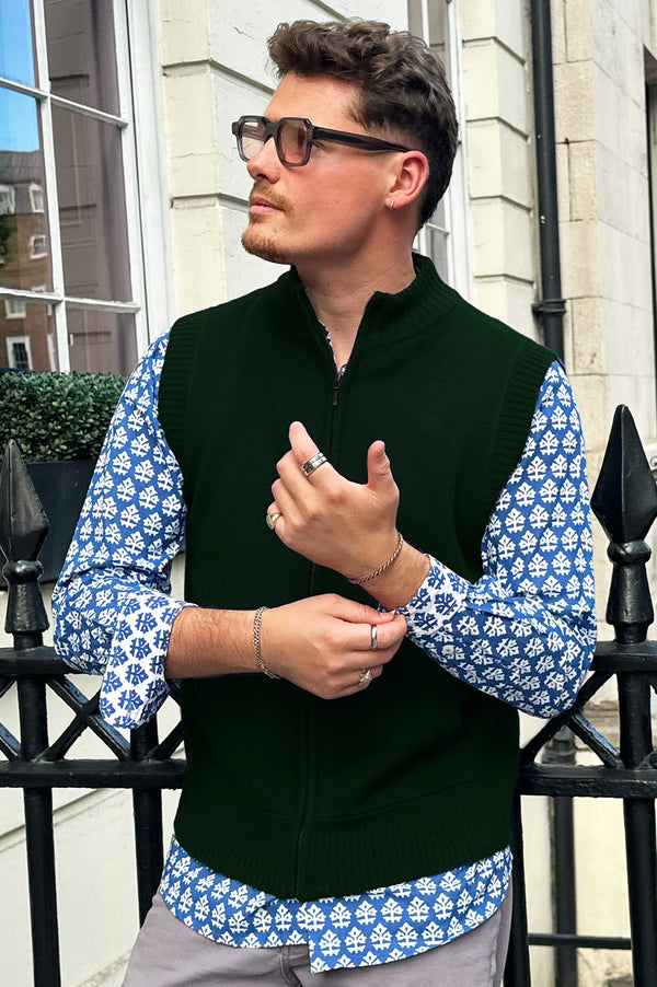 Men's Merino Wool Gilet | Bottle Green