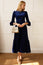 Victoria Round Neck 3/4 Sleeve Stretch Corduroy Dress | Atlantic Blue