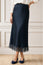 Satin Jacquard Spot Slip Skirt | Navy