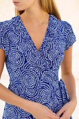Demi EcoVero™ Wrap Dress | Circle Navy/White