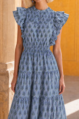 Rose Frill Maxi Dress | Cornflower