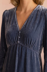 Kyrsty Velvet Dress | Grey/Blue