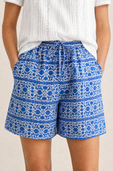 Pull on Organic Cotton Shorts | Blue/White