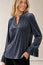 Astrid Velvet V-Neck Top | Grey/Blue