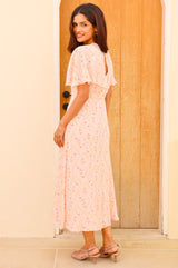RHS Printed Cape Sleeved Dress | Blush