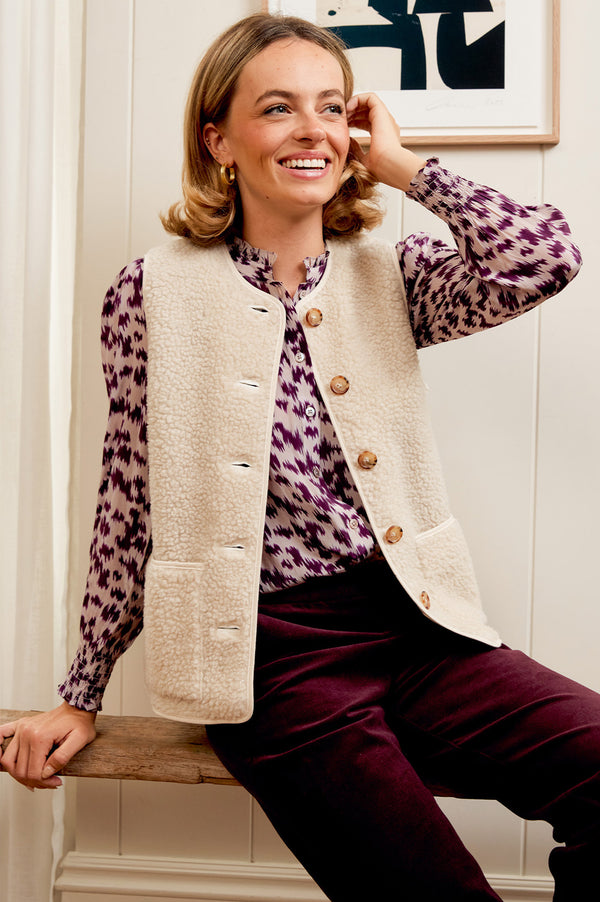 Borg Wool Blend Gilet | Cream