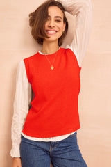 Merino Wool Knitted Short Tank | Bright Orange