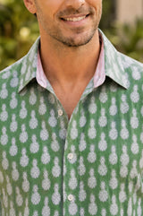 Men's Organic Cotton Shirt | Pineapple Green/Teal