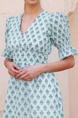 Chloe Organic Cotton Short Dress | Buti Teal