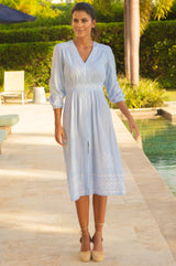 Jamila Embroidered Dress | Sky/White - Aspiga