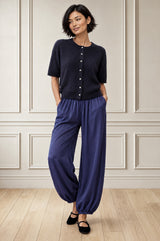 Viscose Satin Balloon Trouser | Navy