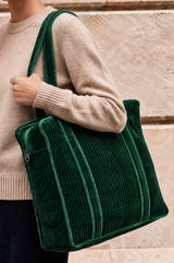 Velvet Tote Zipper Bag | Green