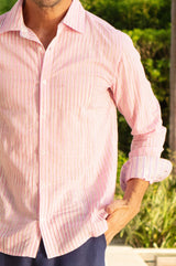 Men's Organic Cotton Shirt | Stripe Pink/Lilac - Aspiga