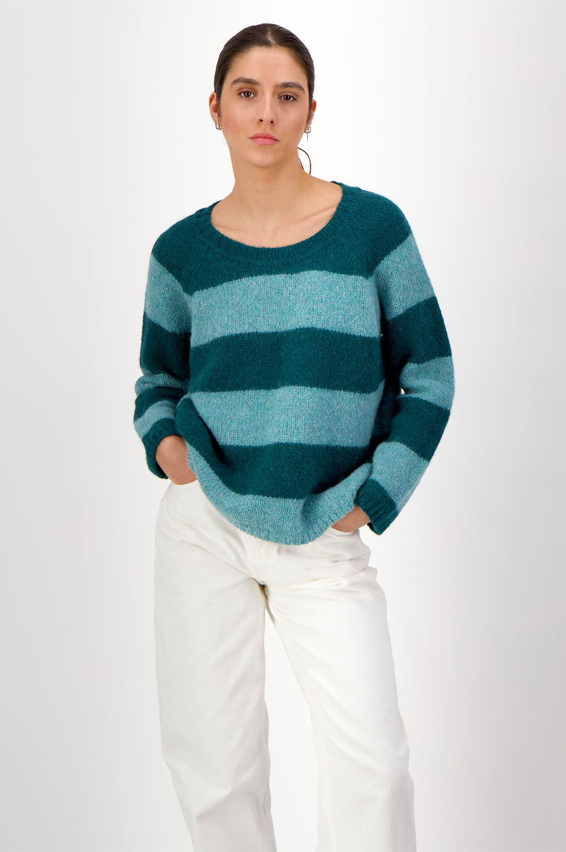 Caroll Round Neck Sweater | Aqua/Green