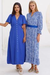 Tessa Organic Cotton Cheesecloth Dress | Cobalt - Aspiga