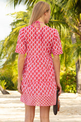 Santorini Organic Cotton Kaftan | White/Red - Aspiga