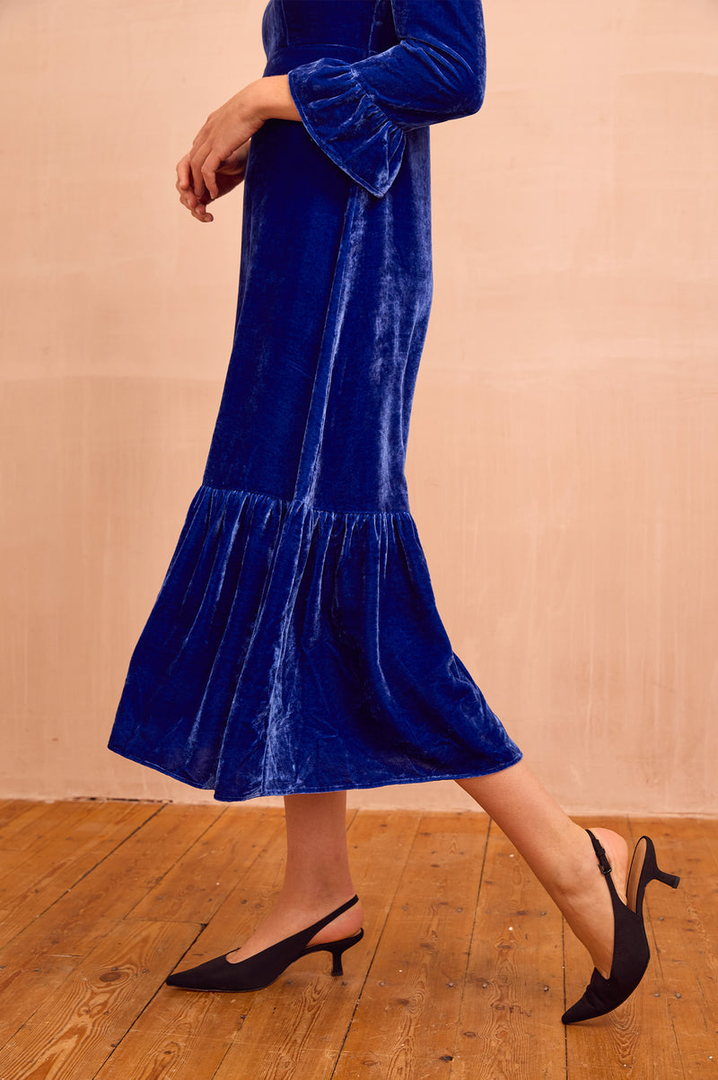Victoria Velvet Dress | Azure Blue