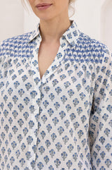Livi Organic Cotton Blouse | Cream/Blue