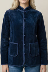 Velvet Quilted Jacket | Navy
