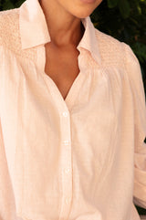 Livi Stripe Organic Cotton Blouse | Coral/White