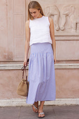 Stripe Dropped Waist Skirt | Blue/Red/White