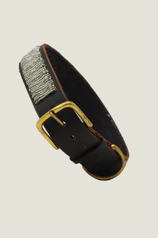 Dog Collar | Full Beaded Silver