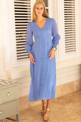 APPROVED Long Sleeve Sally Anne Dress | Blue/Cobalt - Aspiga