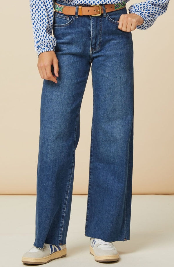 Wide Leg Denim Jeans | Mid Wash