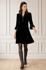 Elsie Short Velvet Dress | Black