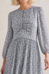 Verity Ruched Printed Dress | Blue